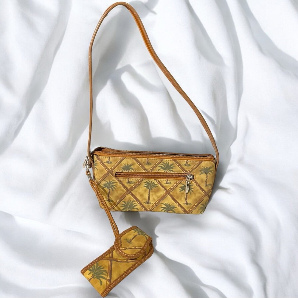Adorable Vintage Palm Tree and Rhinestone Decorated Tiny Shoulder Bag